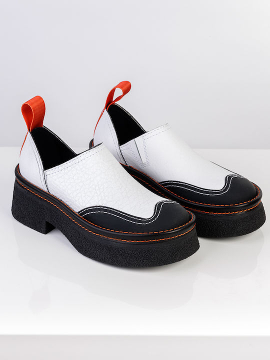 Γυναικεία Slip-On Δερμάτινα Λευκά