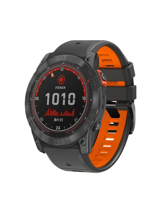 Силиконова Кайшка Quickfit Garmin Fenix 22mm Сива Оранжева