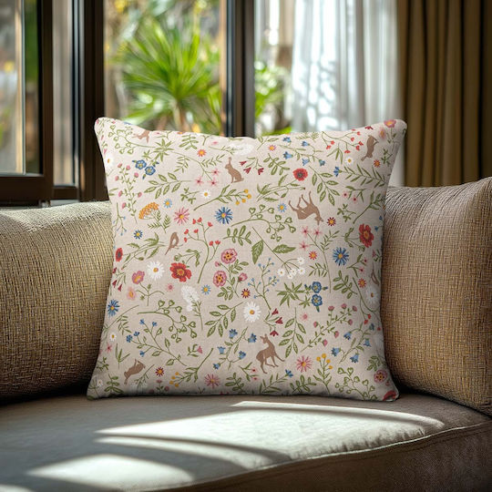 Beauty Home Μαξιλαροθήκη Ζωακια Και Λουλουδια 40x40εκ.