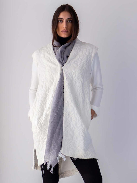 Damen White Kurzmantel mit Knöpfen