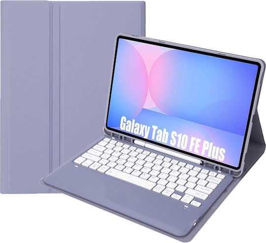 Bluetooth Keyboard Case Samsung Galaxy Tab S10 Fe+ X620 X626b in English US Purple