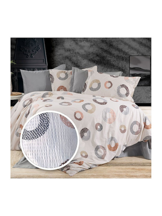 Pucioasa Set Husă de Pilotă Bumbac Single cu Față de Pernă & 1 Cearsaf 160x200 Brown/gray