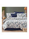 Pucioasa Set Husă de Pilotă Bumbac Dublă cu 2 Fețe de Pernă & 1 Cearsaf 200x220 Blue Geometric