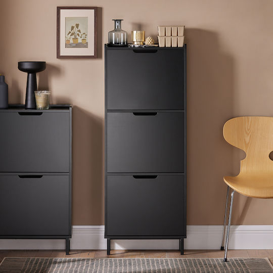 Metal Shoe Cabinet Black W50xD19xH129cm