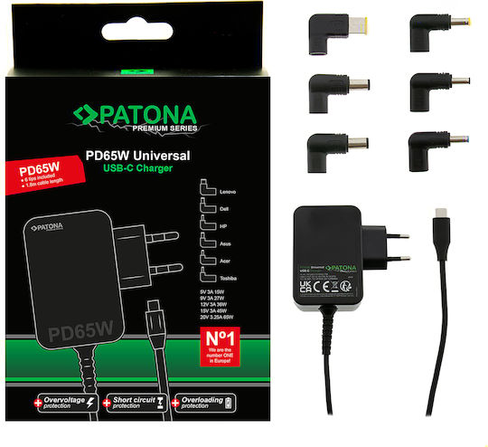 Patona USB-C Laptop Charger for Asus / Lenovo / Dell with Power Adapter