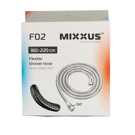 Гъвкав Спирален Душ Марка Mixxus 160-220 См Хром Chr.f02 Pve Epdm Материал Налягане 400 Psi До 80 Градуса