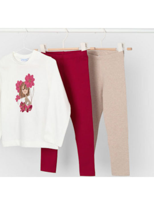 Kinder-Set mit Leggings Winter 3Stück Ecru