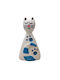 Handgefertigtes Pressepapier Keramische Weiß Blau Katze 5x9 cm