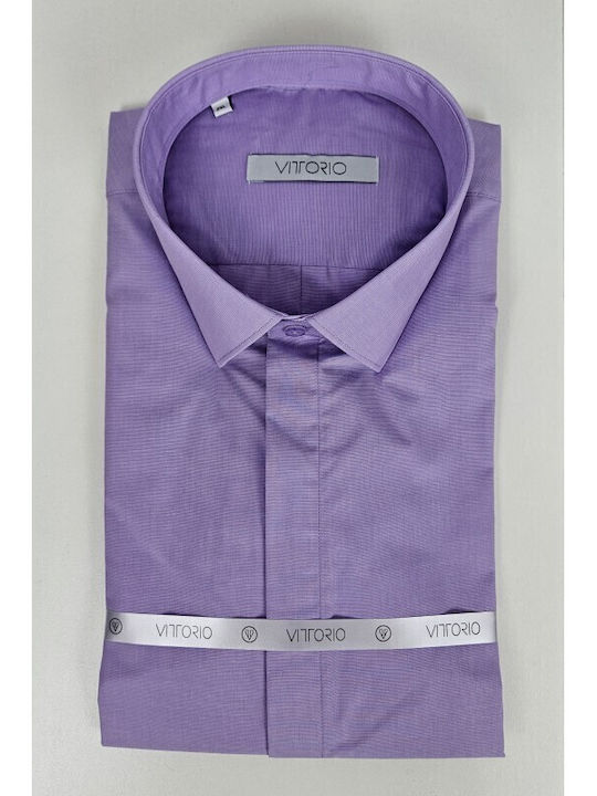 Vittorio Artist Long-sleeved Cotton Shirt Lilacc