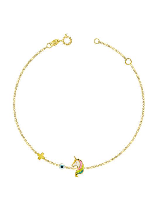 Kiriakos Gofas Παιδικό Βραχιόλι Αλυσίδα από Χρυσό 14K