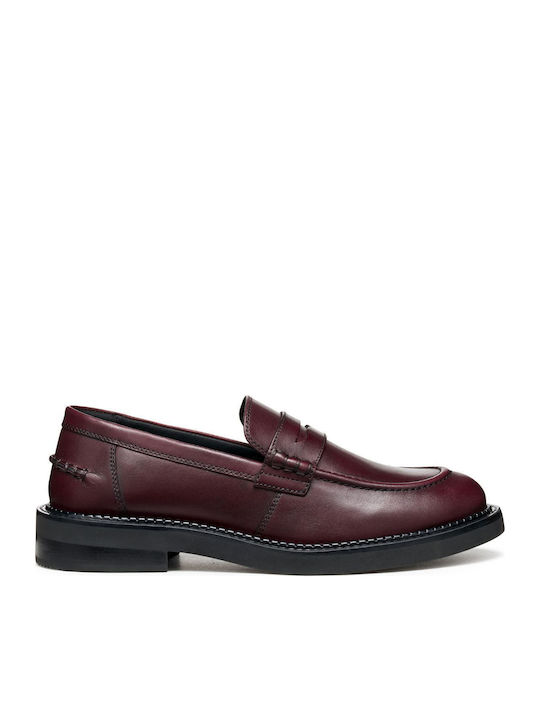Leather Women's Loafers in Burgundy Color