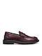 Leather Women's Loafers in Burgundy Color