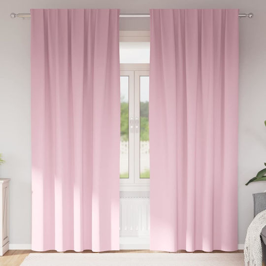 vidaXL Pink Window Blackout Curtain Set with Pencil Pleat 140x225cm