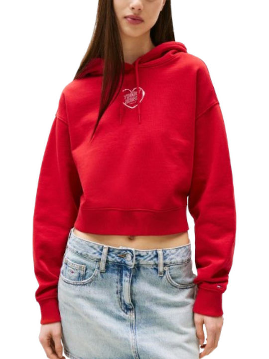 Tommy Hilfiger Γυναικείο Φούτερ με Κουκούλα Red