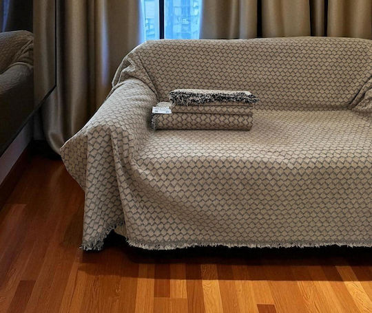 Linea Home Lotus Four-Seater Sofa Throw Dimensions 180x320cm Beige