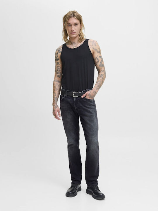 Ανδρικό Παντελόνι Τζιν με Regular Straight Εφαρμογή Black