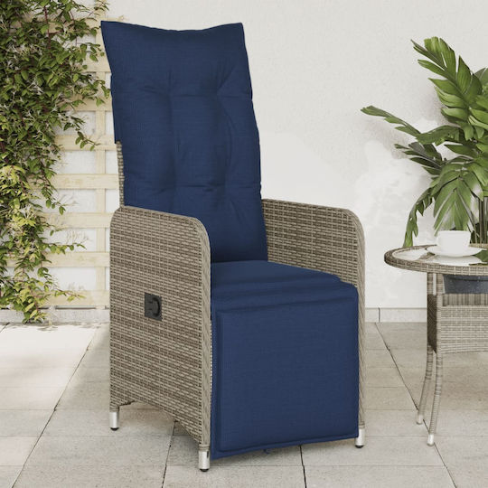Outdoor Armchair Rattan Gray with Cushion