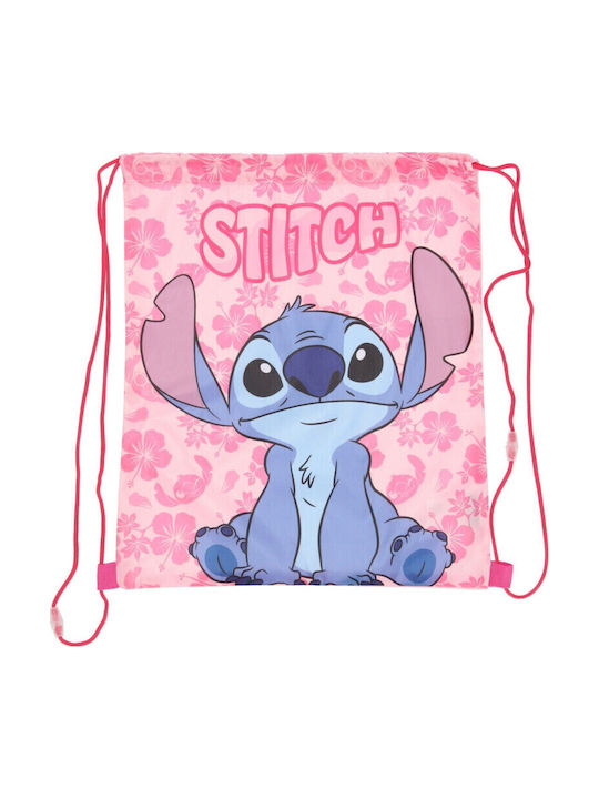 Disney Stitch Παιδική Τσάντα Πουγκί Ροζ 40x35εκ.