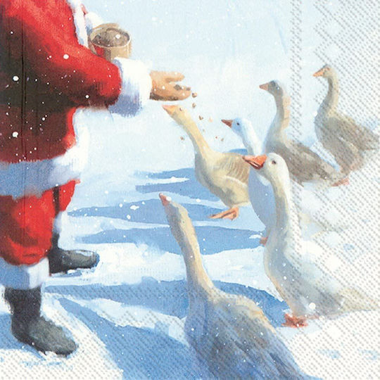 Weihnachtliche Decoupage Serviette Beim Füttern Der Enten 1 Stück