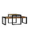 vidaXL Rectangular Solid Wood Coffee Table Brown 2 Pieces M48xW40xH40cm