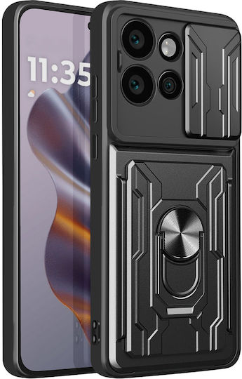 Avizar Handyhülle Motorola Edge 50 Neo Kamerahülle Stand Kartenhalter Schwarz