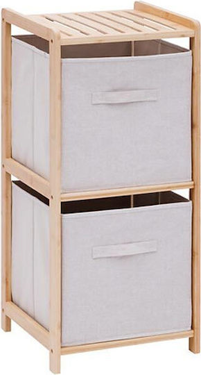 Floor Bathroom Shelf Wooden 34.7x33x77.5cm White