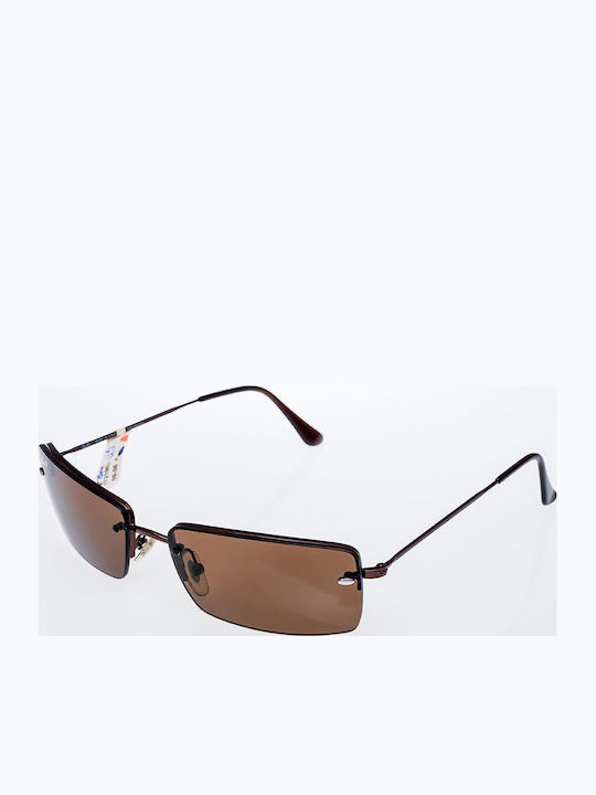 Ray Ban Men's Sunglasses with Brown Metal Frame and Brown Lens