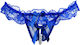 Women Lace Cortchless T-string Blue