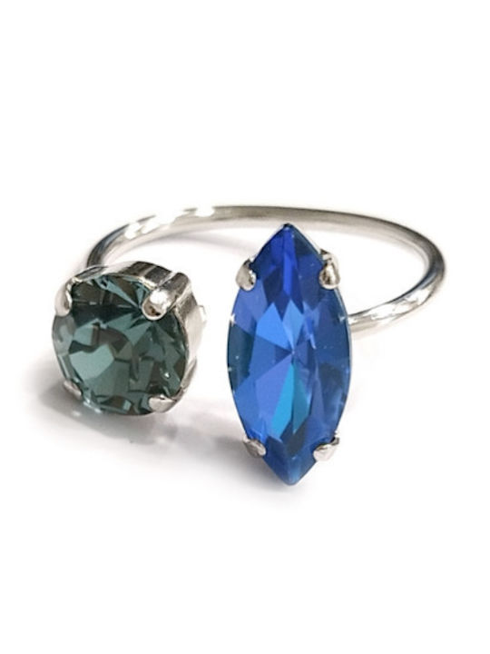 Catherine Bijoux Damen Ring mit Steinen Blue