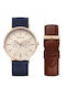 Bering Time Ceas Barbati 40mm cu Baterie cu Curea din Piele Albastră