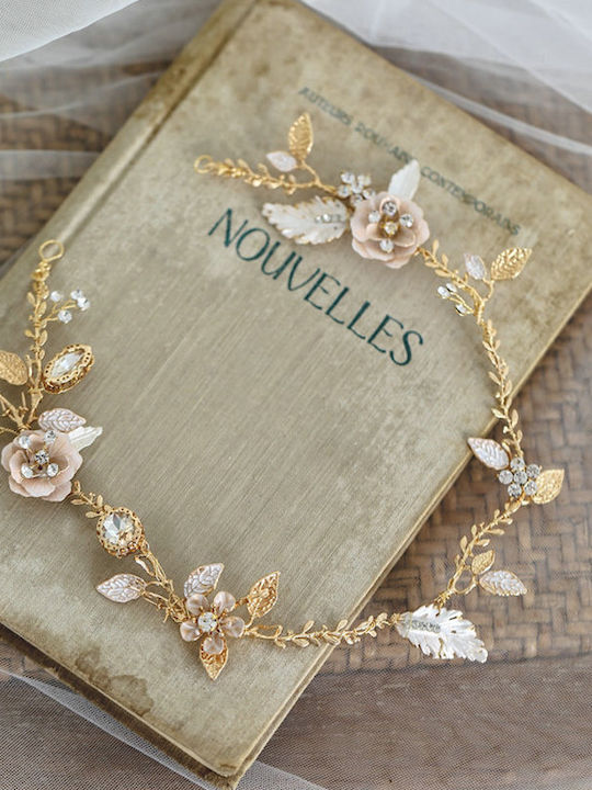 ''Versailles'' Coroană Handmade Decorată Cu Cristale Și Trandafiri Metalici Mici