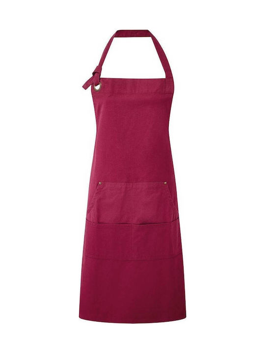 Pr137 'calibre' Ποδιά Ολόσωμη Τσέπη 100% Βαρύ Βαμβάκι Canvas 320gsm Burgundy