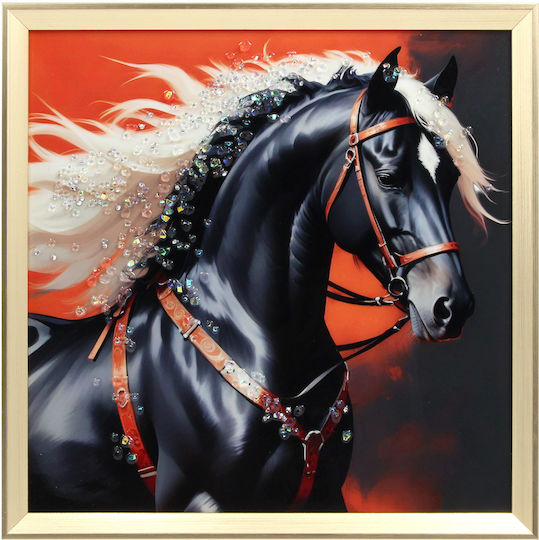 Wall Painting 40x40 with Embossed Strass Frame Keskor 24040-34