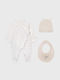 Mayoral Baby Bodysuit Set Long-Sleeved with Cap Beige 3pcs