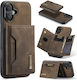 DG.MING Wallet Synthetic Leather / Tempered Glass Brown (iPhone 16)