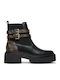 Leder Stiefeletten Damen Schwarz