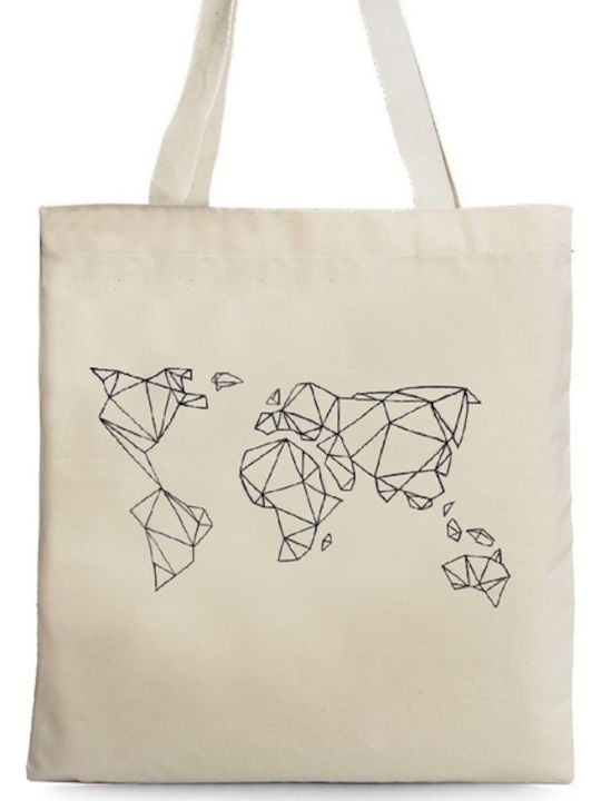 Einkaufstasche Canvas 100% Recycelte Baumwolle Druck Minimal Map