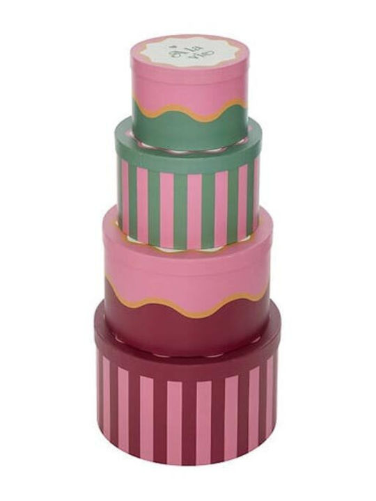 Plastic Storage Box with Lid Red 25x25cm 4pcs