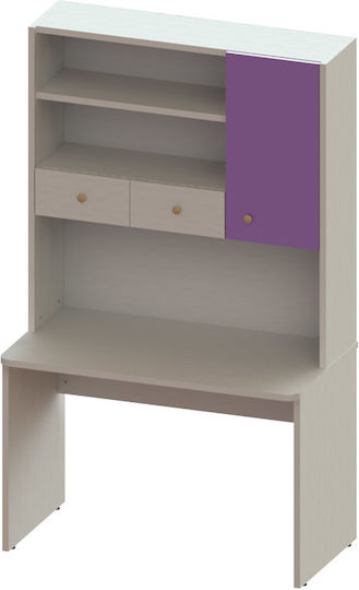 Kinder Schreibtisch mit Bibliothek aus Melamin Beige 120x195cm