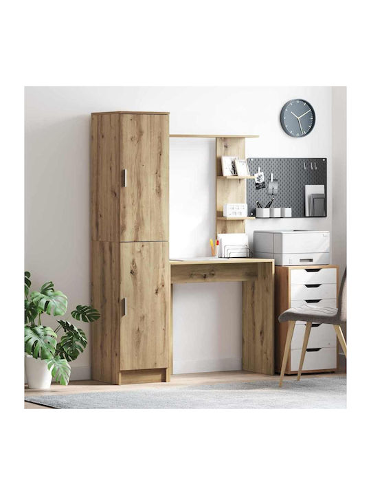 Kids Desk with Library made of Melamine Brown 78.5x37x154.5cm