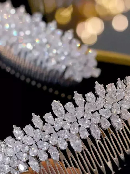 Charlie Luxury Series Our Perfect Side or Back Hairstyle with Bridal Veil Guaranteed Shine 100% Genuine Zircon Crystals