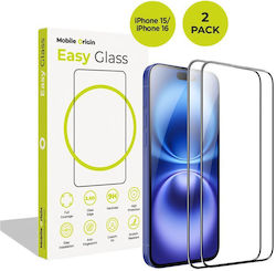 Set 2 Mobile Origin Easyglass Tempered Glass Screen Protectors Compatible Iphone 15/16 Transparent Set 2 Mobile Origin Easyglass Tempered Glass Screen Protectors Compatible Iphone 15/16 Transparent