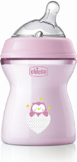 Chicco Plastic Baby Bottle Natural Feeling Anti-Colic with Silicone Nipple for 0+, 0+ m, months Pink 250ml