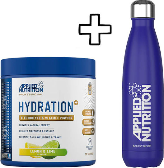 Applied Nutrition Stainless Steel Flask 500ml White & Applied Nutrition Hydration+ Complete Electrolyte & Vitamin Powder 240g Lemon & Lime Custom Bundle