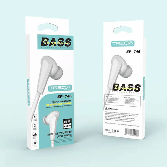 Treqa Ep-746 In-ear Handsfree Ακουστικά με Βύσμα 3.5mm Λευκό