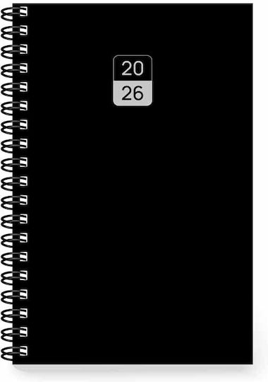 Daily Spiral Diary Pop 12x17 2026 Black