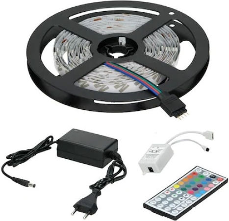 Bandă LED RGB Lumină 5m Tip SMD5050 cu Sursă de alimentare & Telecomandă