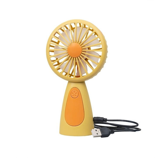 Mini Ventilator De Mână Usb Reîncărcabil Buton Pornit Oprit Fabricat Din Abs Dimensiuni 17cm X 9,5cm Galben