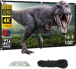 Linomag Ecran Proiecție Anti-lumină 100 Inch Proiecție Față Spate Format 16:9 4K HD Ideal Interior Exterior Pliabil Gri Metalic