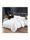 Duvet Cover Set Queen with 2 Pillowcases & 1 Sheet 230x250 White